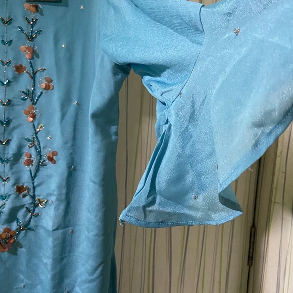 Autumn lane full kurta set ! With flare pants Duptta and hand work - Picture 7 of 13